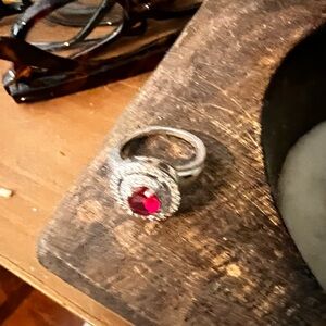 Elegant Silver and Red Gemstone Ring